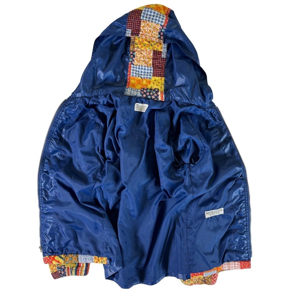 Vintage c. 1990 Made in Japan Patchwork Hooded Jacket Boho Cotton Nylon S M - Picture 4 of 8